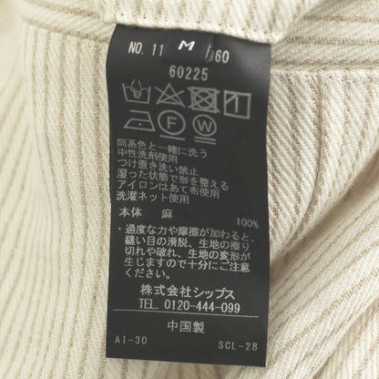 [Used] SHIPS x RAXA Linen Striped Casual Slacks Pants White x Ash Brown [M] [Condition Rank B] [Men&