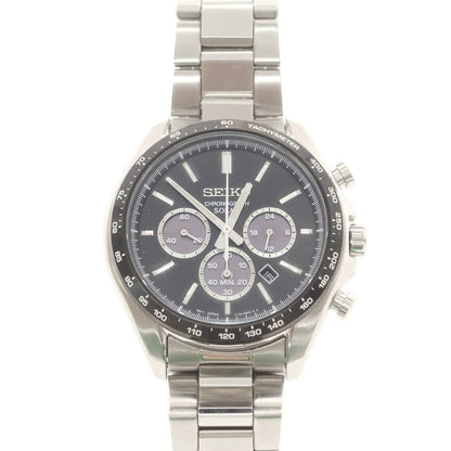 【中古】セイコー SEIKO V175-0FA0 ソーラー クロノグラフ 腕時計 シルバーxブラック【 状態ランクB 】【 メンズ 】