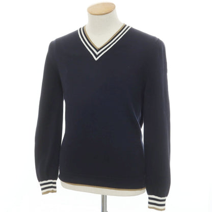 [Used] ESTNATION Cotton Linen Polyester V-neck Pullover Knit Navy [S] [Condition Rank B] [Men&