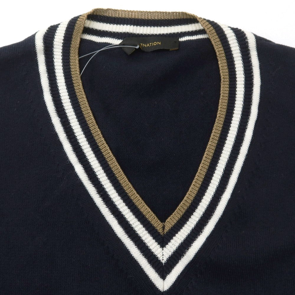 [Used] ESTNATION Cotton Linen Polyester V-neck Pullover Knit Navy [S] [Condition Rank B] [Men&