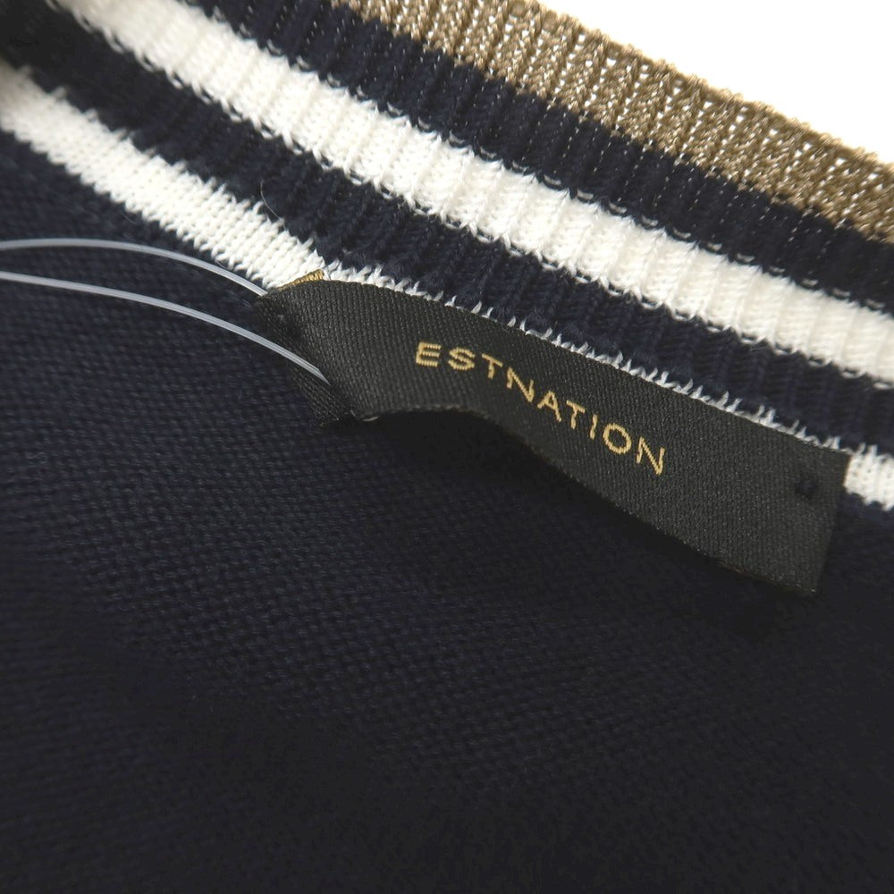 [Used] ESTNATION Cotton Linen Polyester V-neck Pullover Knit Navy [S] [Condition Rank B] [Men&