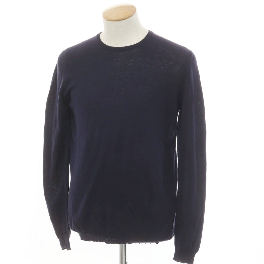 [Used] ROBERTO COLLINA SHIPS special order high gauge cotton crew neck pullover knit dark navy [46] [Condition rank B] [Men&