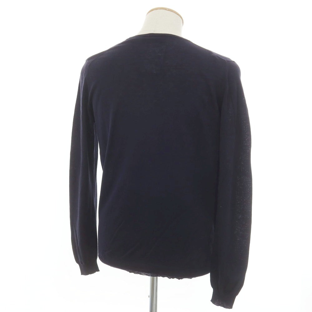 [Used] ROBERTO COLLINA SHIPS special order high gauge cotton crew neck pullover knit dark navy [46] [Condition rank B] [Men&