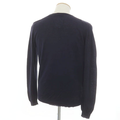【中古】ロベルトコリーナ ROBERTO COLLINA SHIPS別注 ハイゲージ コットン クルーネック プルオーバーニット ダークネイビー【 46 】【 状態ランクB 】【 メンズ 】 [APD]