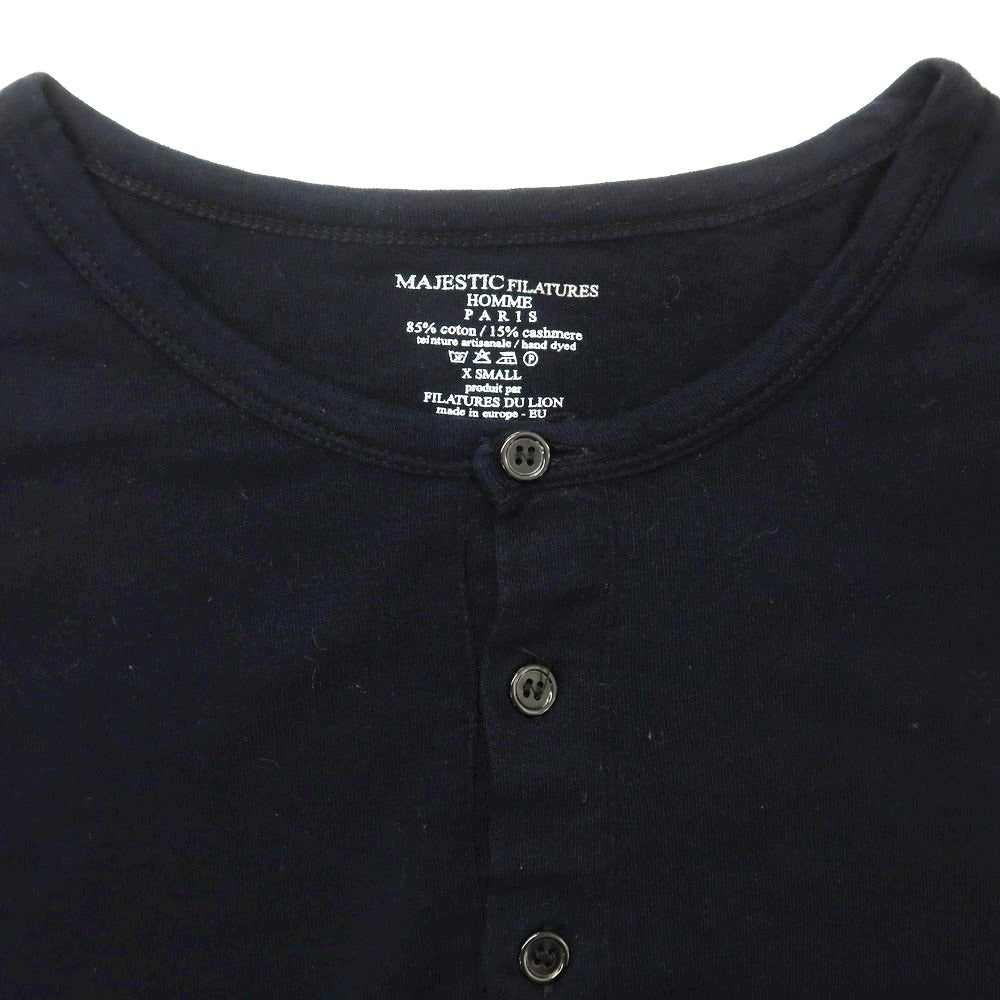 [Used] MAJESTIC FILATURES HOMME Cotton Cashmere Henley Neck Long Sleeve T-Shirt Dark Navy [XS] [Condition Rank B] [Men&