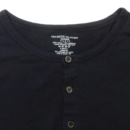 [Used] MAJESTIC FILATURES HOMME Cotton Cashmere Henley Neck Long Sleeve T-Shirt Dark Navy [XS] [Condition Rank B] [Men&