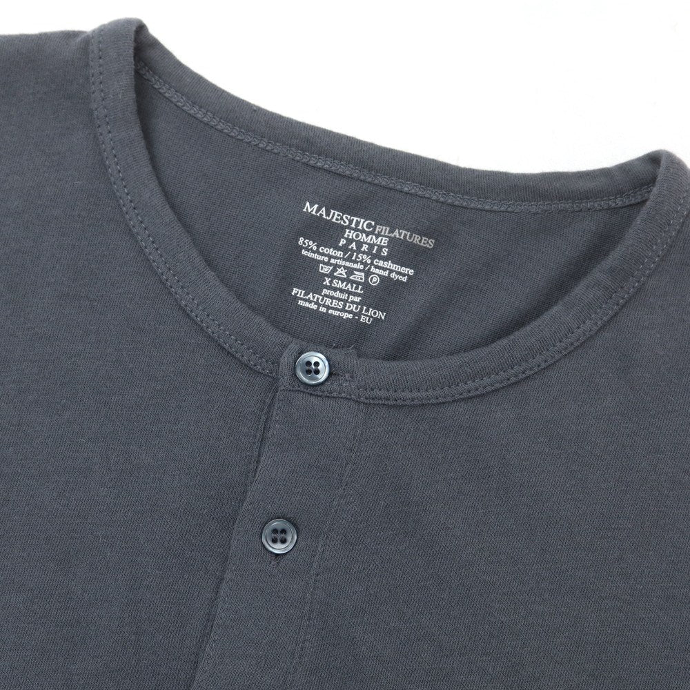 [Used] MAJESTIC FILATURES HOMME Cotton Cashmere Henley Neck Long Sleeve T-Shirt Gray [XS] [Condition Rank B] [Men&