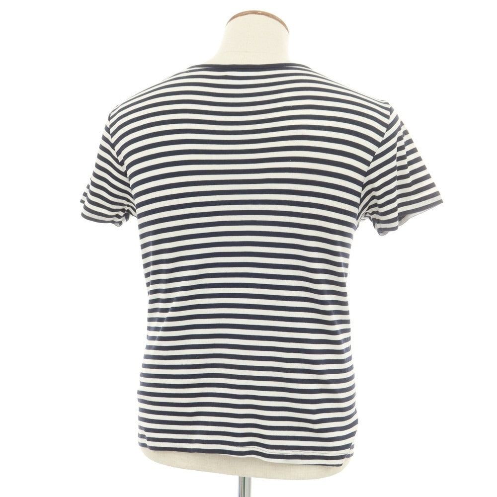 [Used] Letroyes Cotton Border V-neck Pocket Short Sleeve T-shirt White x Navy [M] [Condition Rank C] [Men&