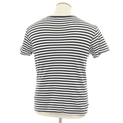 [Used] Letroyes Cotton Border V-neck Pocket Short Sleeve T-shirt White x Navy [M] [Condition Rank C] [Men&