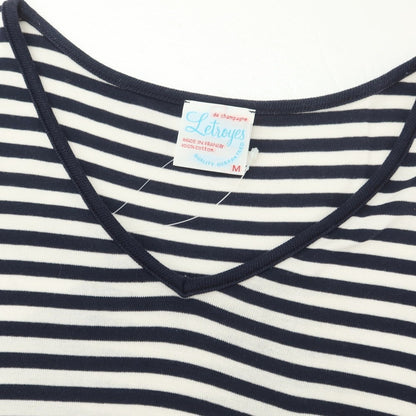 [Used] Letroyes Cotton Border V-neck Pocket Short Sleeve T-shirt White x Navy [M] [Condition Rank C] [Men&