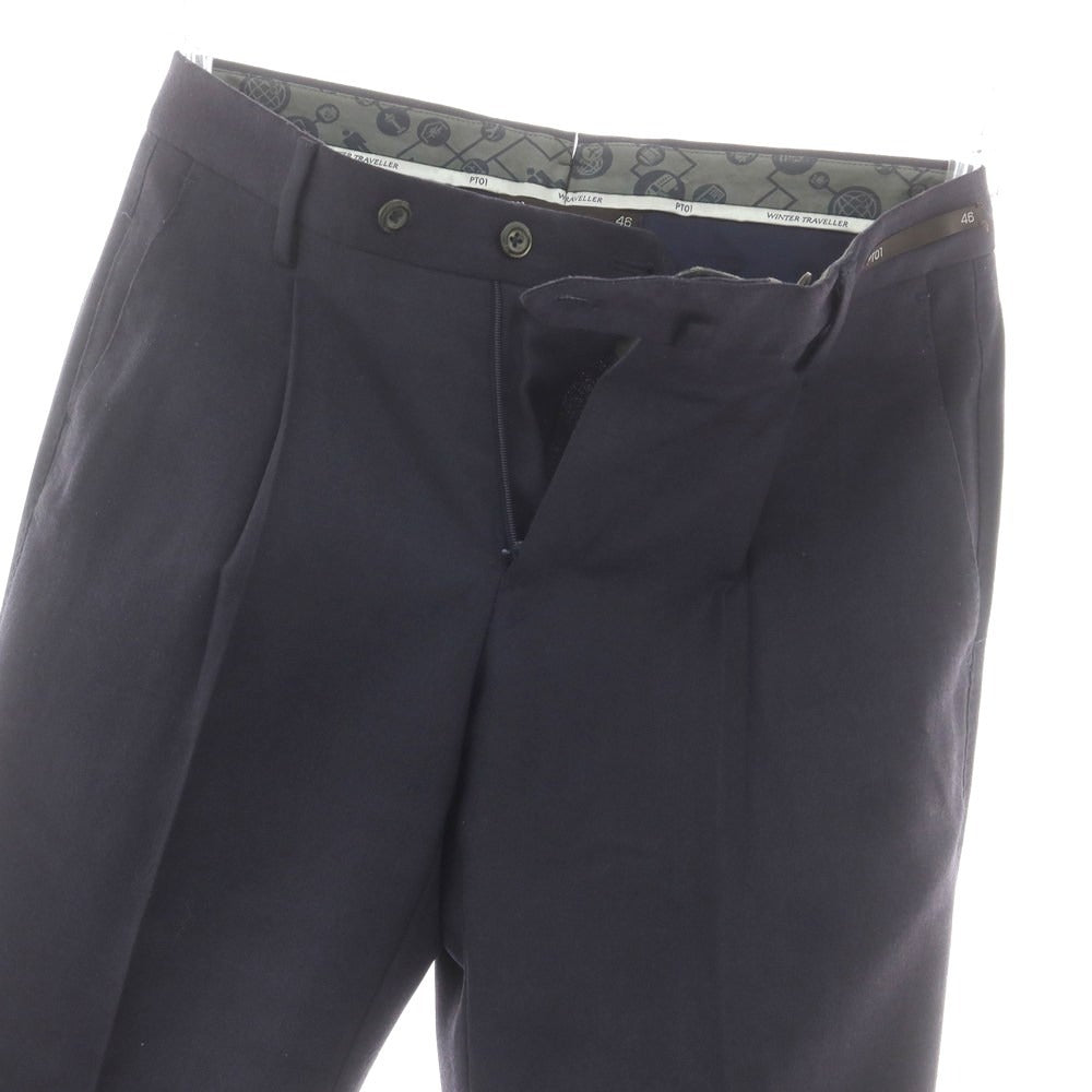 【中古】ピーティーゼロウーノ PT01 ストレッチウールポリエステル ドレススラックスパンツ ネイビー【 46 】【 状態ランクB 】【 メンズ 】