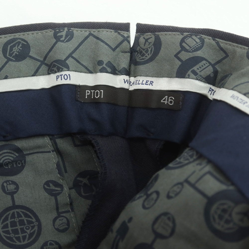 【中古】ピーティーゼロウーノ PT01 ストレッチウールポリエステル ドレススラックスパンツ ネイビー【 46 】【 状態ランクB 】【 メンズ 】