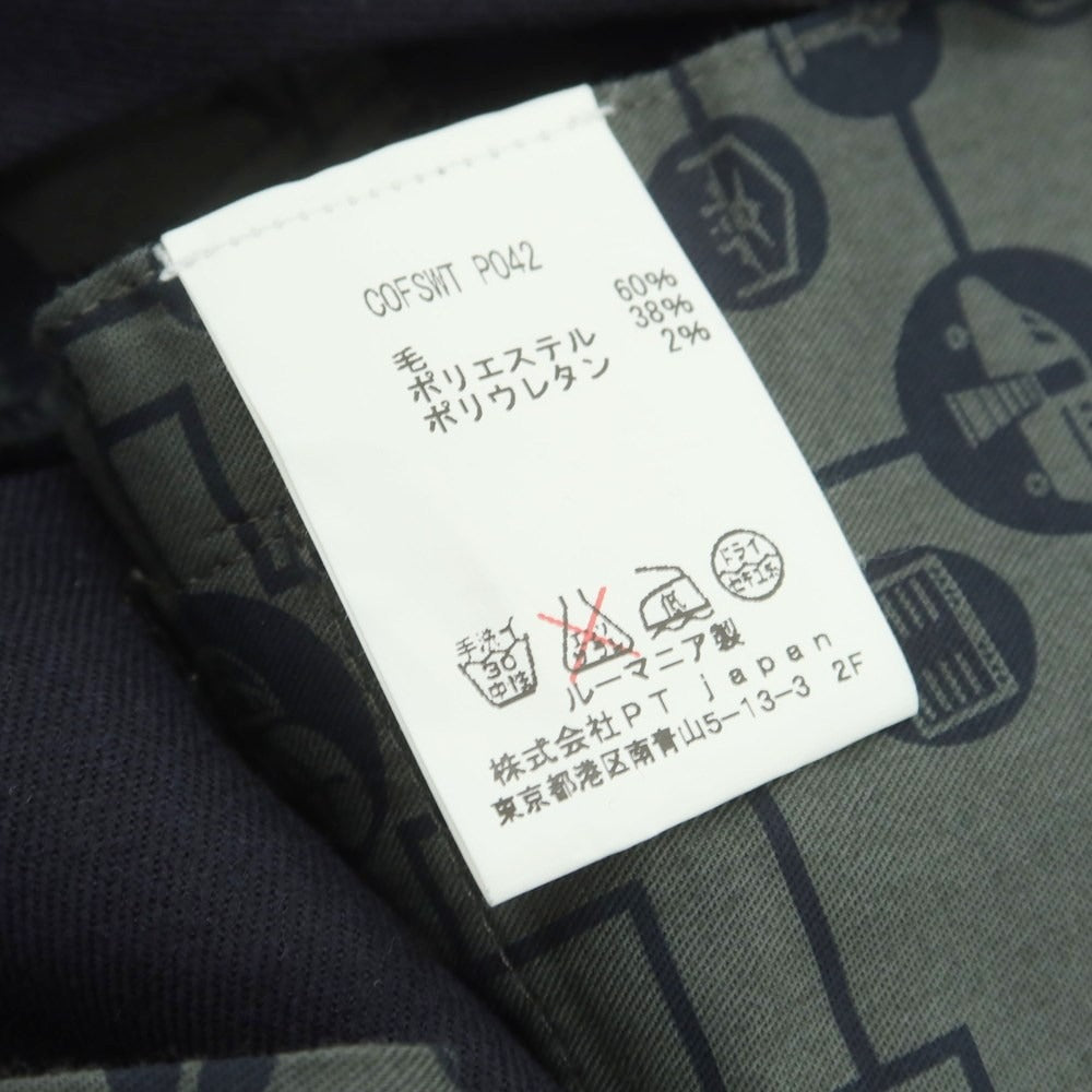 【中古】ピーティーゼロウーノ PT01 ストレッチウールポリエステル ドレススラックスパンツ ネイビー【 46 】【 状態ランクB 】【 メンズ 】