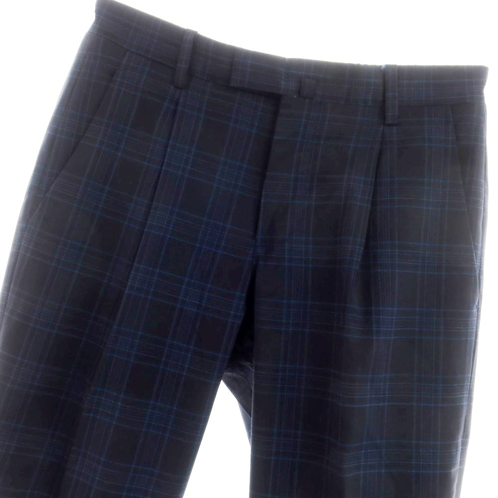 【中古】ブリリア1949 BRIGLIA 1949 ウール系 チェック ドレススラックスパンツ ネイビーxブルー【 48 】【 状態ランクD 】【 メンズ 】