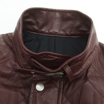 【中古】ハロッズ Harrods ラムレザー 中綿入り キルティングジャケット ブルゾン ワインレッド【 3 】【 状態ランクC 】【 メンズ 】