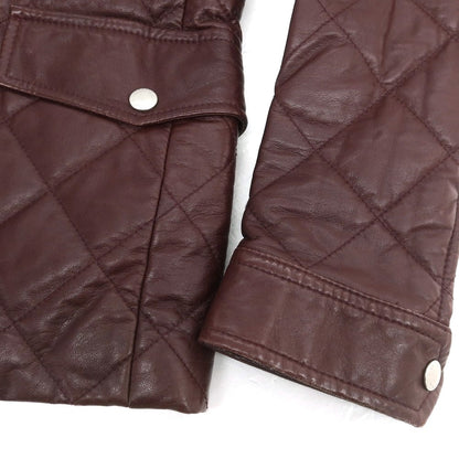 【中古】ハロッズ Harrods ラムレザー 中綿入り キルティングジャケット ブルゾン ワインレッド【 3 】【 状態ランクC 】【 メンズ 】