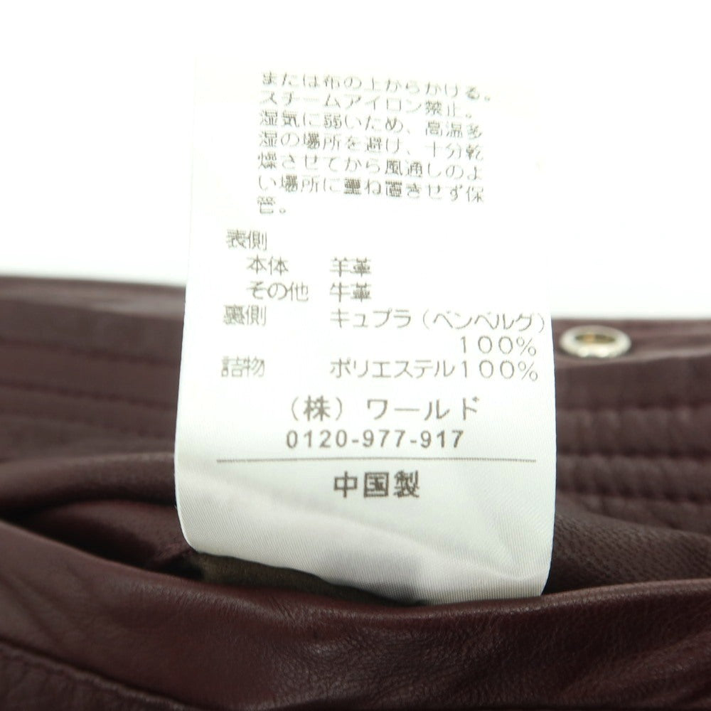 【中古】ハロッズ Harrods ラムレザー 中綿入り キルティングジャケット ブルゾン ワインレッド【サイズ3】【 状態ランクC 】【 メンズ 】 [DPD]