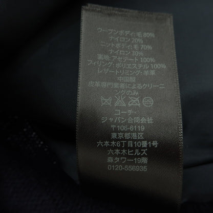 【中古】コーチ COACH 中綿入り ウールナイロン フーデッド ジップアップ ニットブルゾン ネイビー【 XS 】【 状態ランクC 】【 メンズ 】