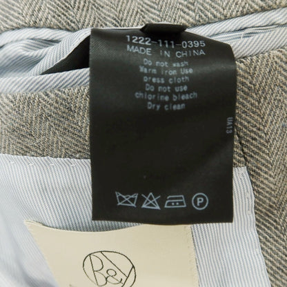 【中古】ビューティアンドユースユナイテッドアローズ BEAUTY&amp;YOUTH UNITED ARROWS リネンウールナイロン ヘリンボーン織り 3B テーラードジャケット グレージュ【 S 】【 状態ランクC 】【 メンズ 】