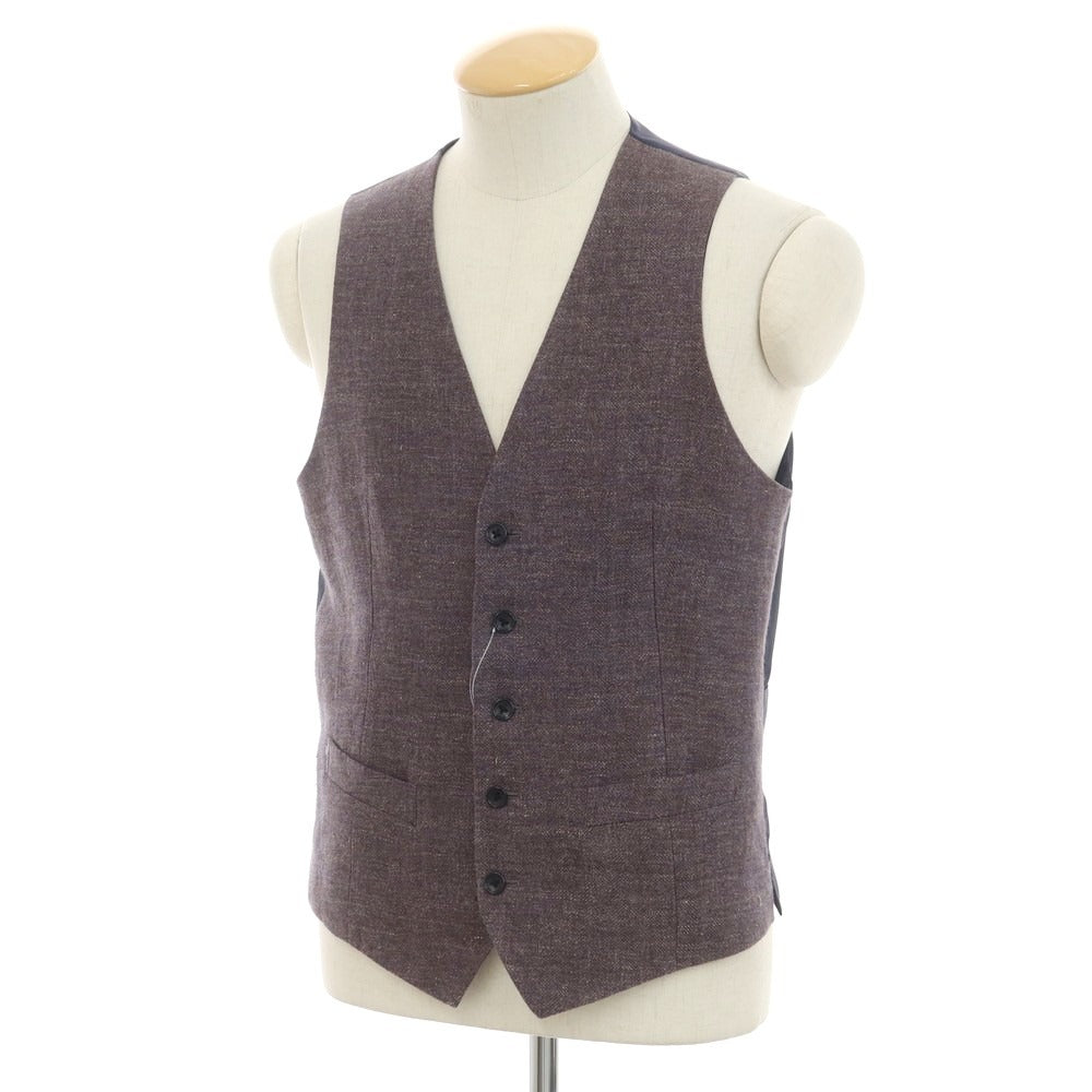 [Used] EADEM Linen Gilet Vest Ash Brown x Navy [44] [Condition Rank B] [Men&