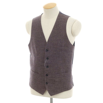 [Used] EADEM Linen Gilet Vest Ash Brown x Navy [44] [Condition Rank B] [Men&