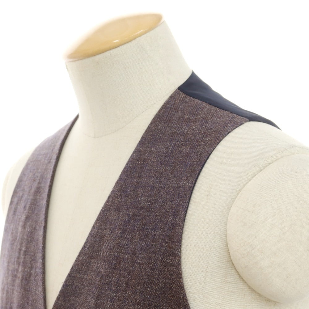 [Used] EADEM Linen Gilet Vest Ash Brown x Navy [44] [Condition Rank B] [Men&