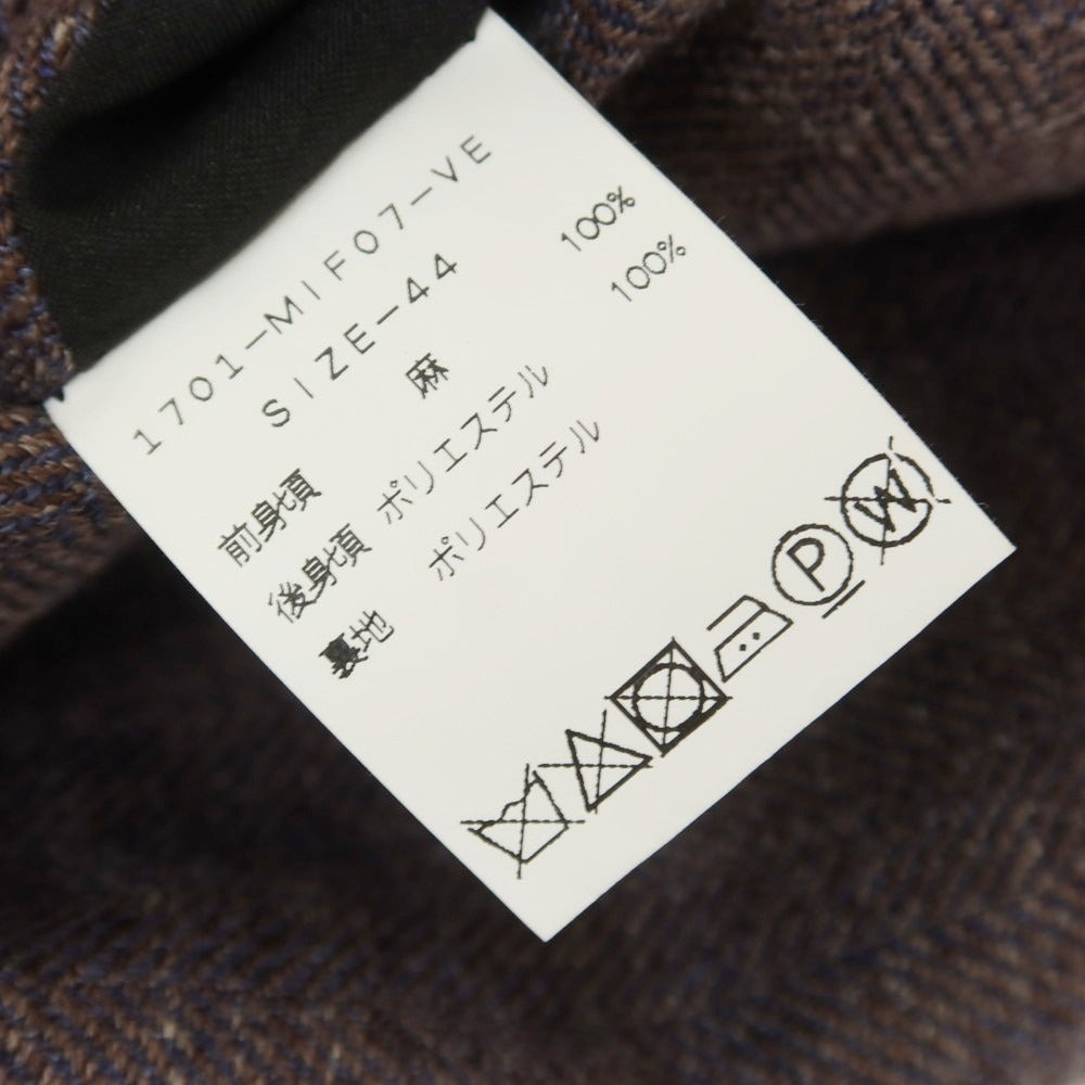 [Used] EADEM Linen Gilet Vest Ash Brown x Navy [44] [Condition Rank B] [Men&