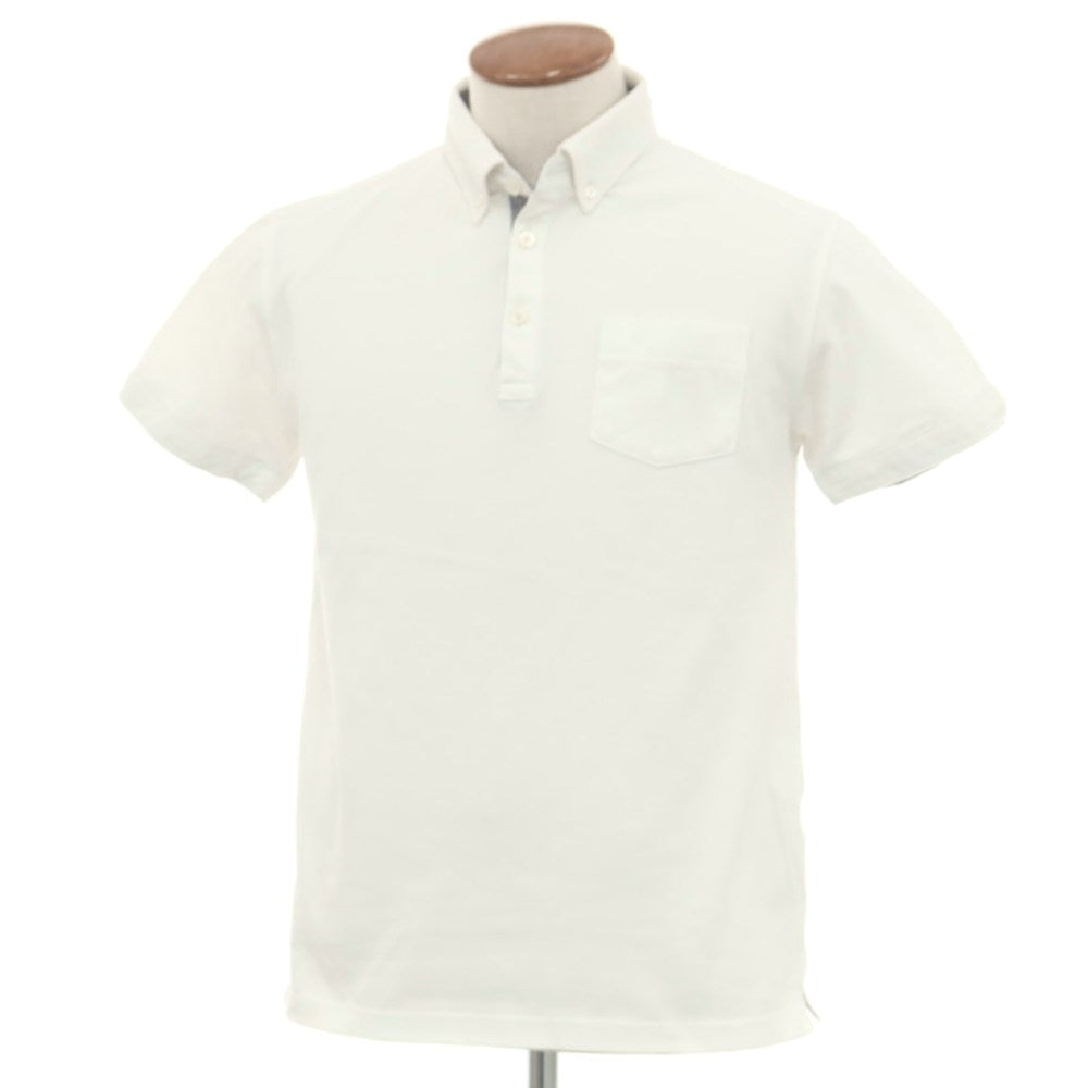 【中古】フレッドペリー FRED PERRY コットンポリエステル 鹿の子 ボタンダウン 半袖ポロシャツ ホワイト【 M 】【 状態ランクB 】【 メンズ 】