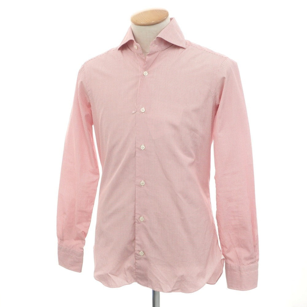 [Used] BARBA DANDY LIFE Cotton Graph Check Wide Collar Casual Shirt Red x White [38] [Condition Rank A] [Men&