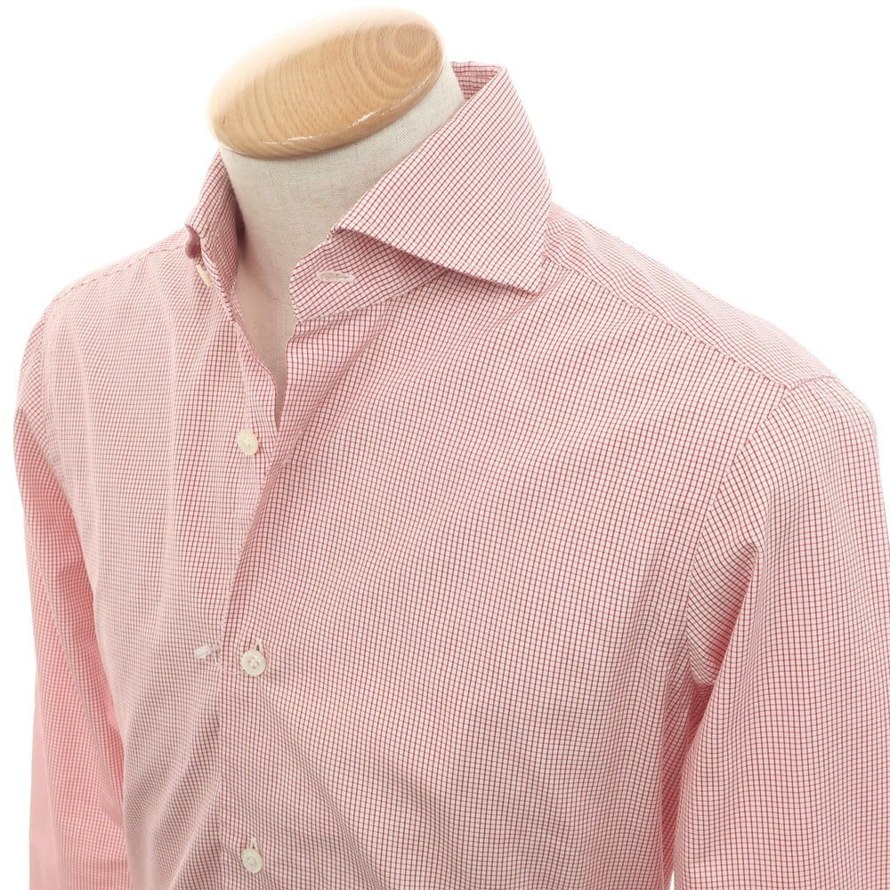 [Used] BARBA DANDY LIFE Cotton Graph Check Wide Collar Casual Shirt Red x White [38] [Condition Rank A] [Men&