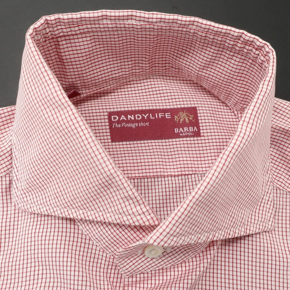 [Used] BARBA DANDY LIFE Cotton Graph Check Wide Collar Casual Shirt Red x White [38] [Condition Rank A] [Men&