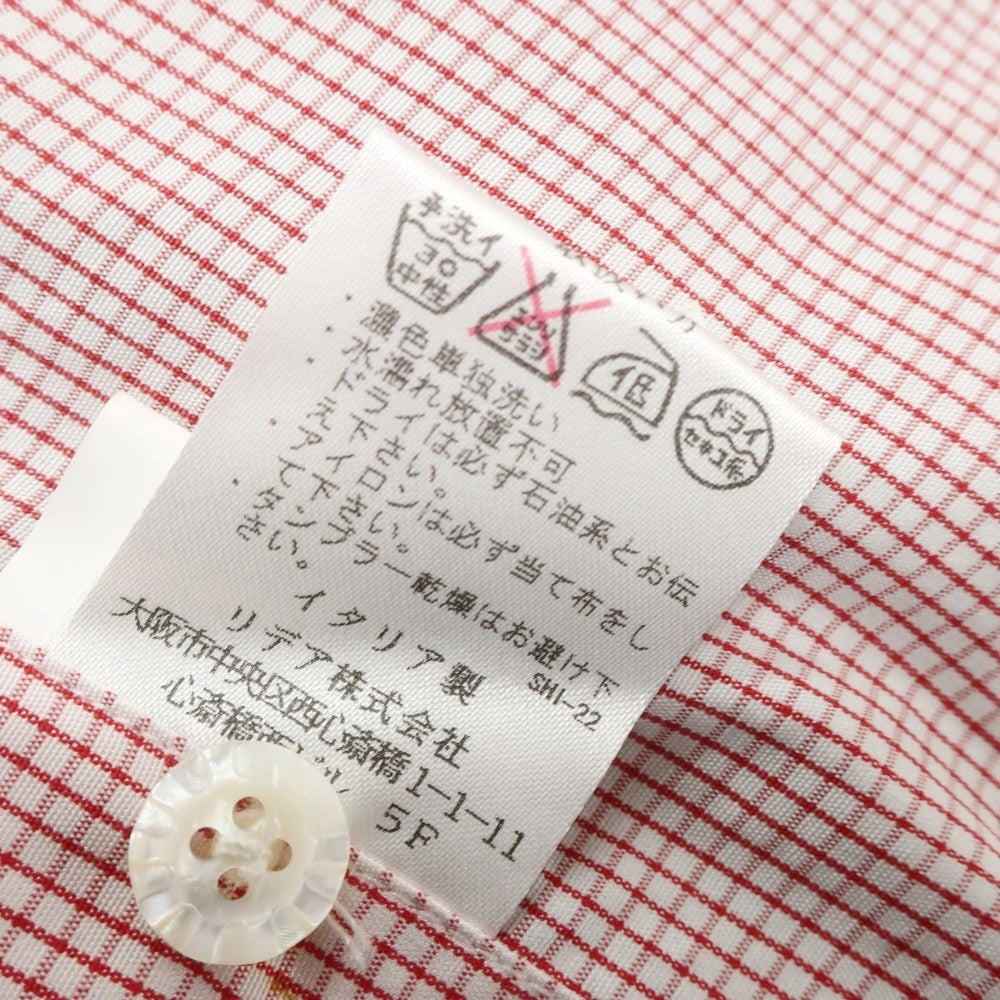 【中古】バルバ ダンディライフ BARBA DANDY LIFE コットン グラフチェック ワイドカラー カジュアルシャツ レッドxホワイト【サイズ38】【 状態ランクA 】【 メンズ 】[EPD]