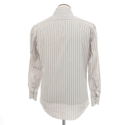 [Used] Finamore Cotton Striped Horizontal Collar Dress Shirt Brown x White [39] [Condition Rank B] [Men&