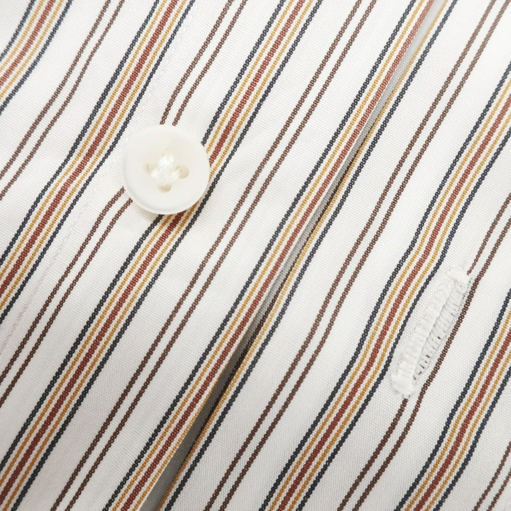 [Used] Finamore Cotton Striped Horizontal Collar Dress Shirt Brown x White [39] [Condition Rank B] [Men&