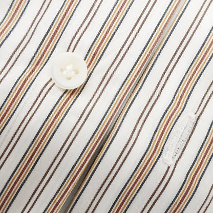 [Used] Finamore Cotton Striped Horizontal Collar Dress Shirt Brown x White [39] [Condition Rank B] [Men&