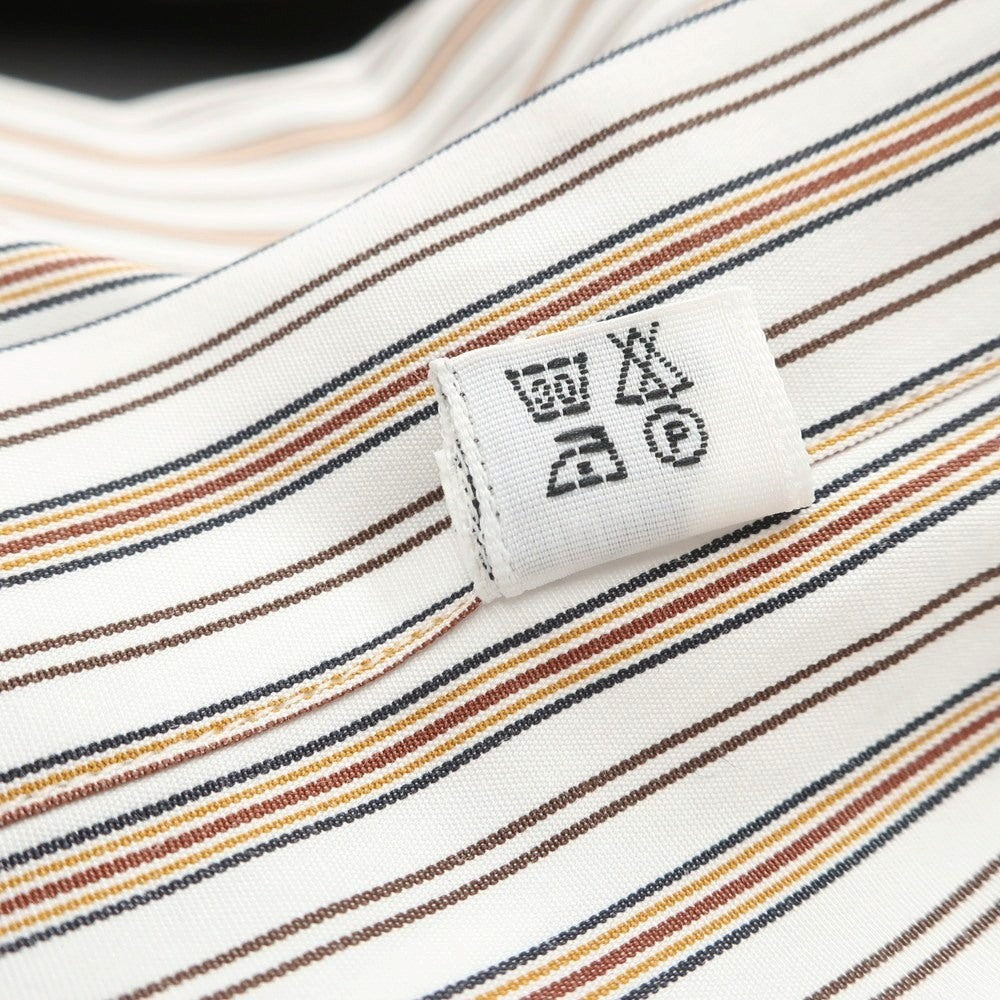 [Used] Finamore Cotton Striped Horizontal Collar Dress Shirt Brown x White [39] [Condition Rank B] [Men&