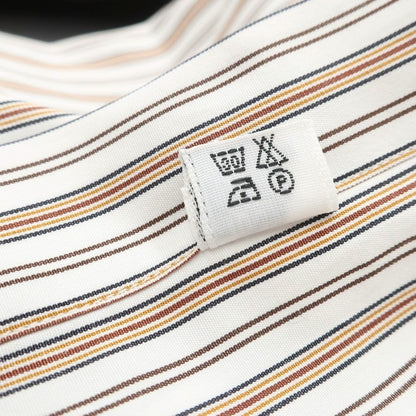 [Used] Finamore Cotton Striped Horizontal Collar Dress Shirt Brown x White [39] [Condition Rank B] [Men&