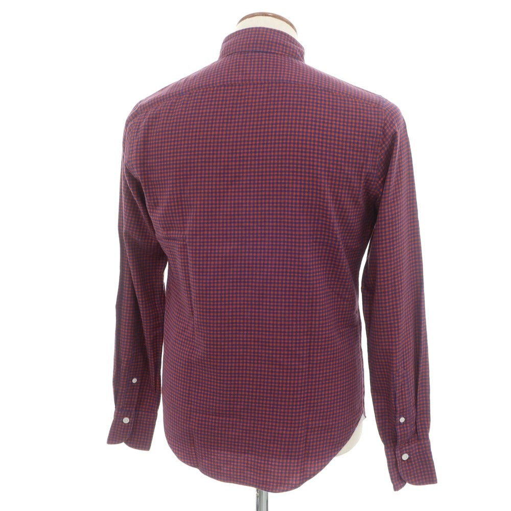 [Used] Finamore Cotton Check Horizontal Collar Casual Shirt Orange x Blue [38] [Condition Rank B] [Men&