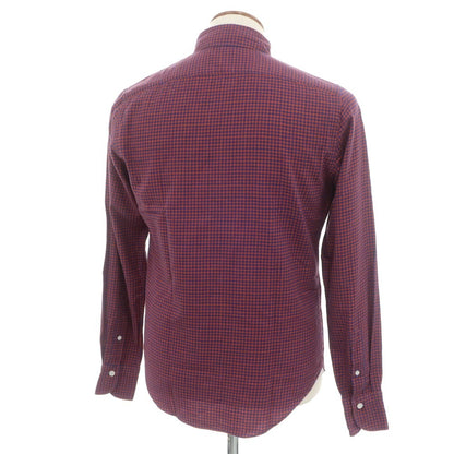 [Used] Finamore Cotton Check Horizontal Collar Casual Shirt Orange x Blue [38] [Condition Rank B] [Men&