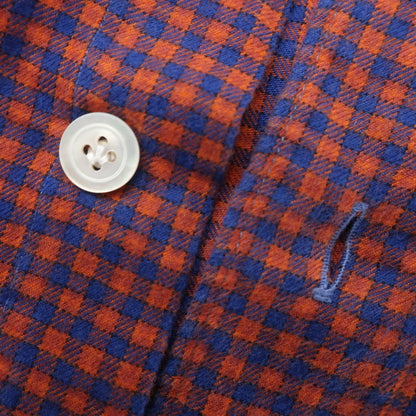 [Used] Finamore Cotton Check Horizontal Collar Casual Shirt Orange x Blue [38] [Condition Rank B] [Men&