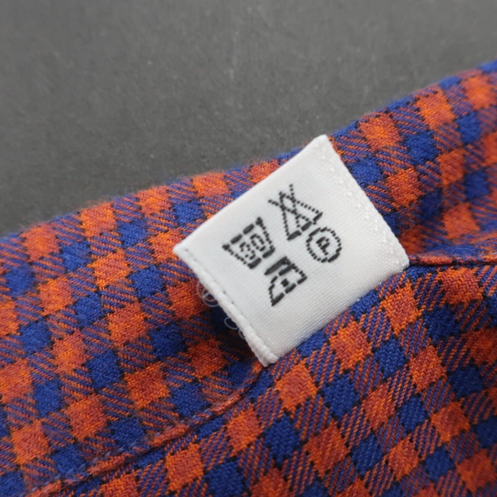 [Used] Finamore Cotton Check Horizontal Collar Casual Shirt Orange x Blue [38] [Condition Rank B] [Men&