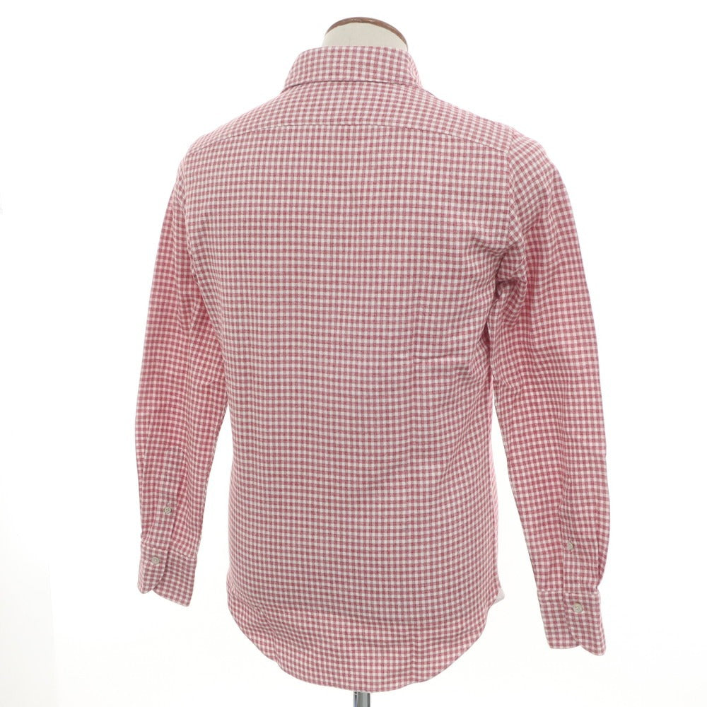 [Used] Finamore Cotton Gingham Check Horizontal Collar Casual Shirt Red x White [39] [Condition Rank B] [Men&