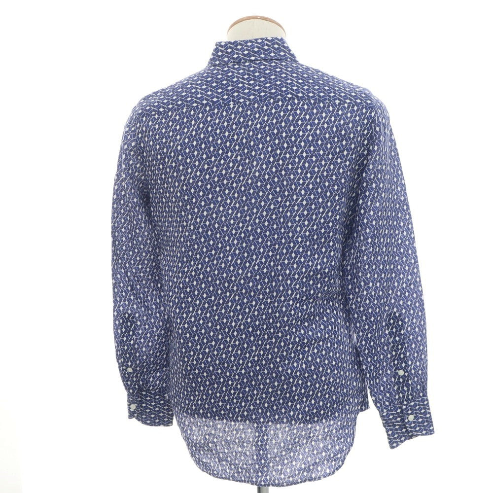 [Used] BORSA Linen Horizontal Collar Casual Shirt Blue x Navy [38] [Condition Rank B] [Men&