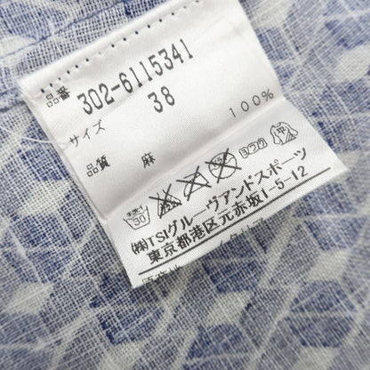 [Used] BORSA Linen Horizontal Collar Casual Shirt Blue x Navy [38] [Condition Rank B] [Men&