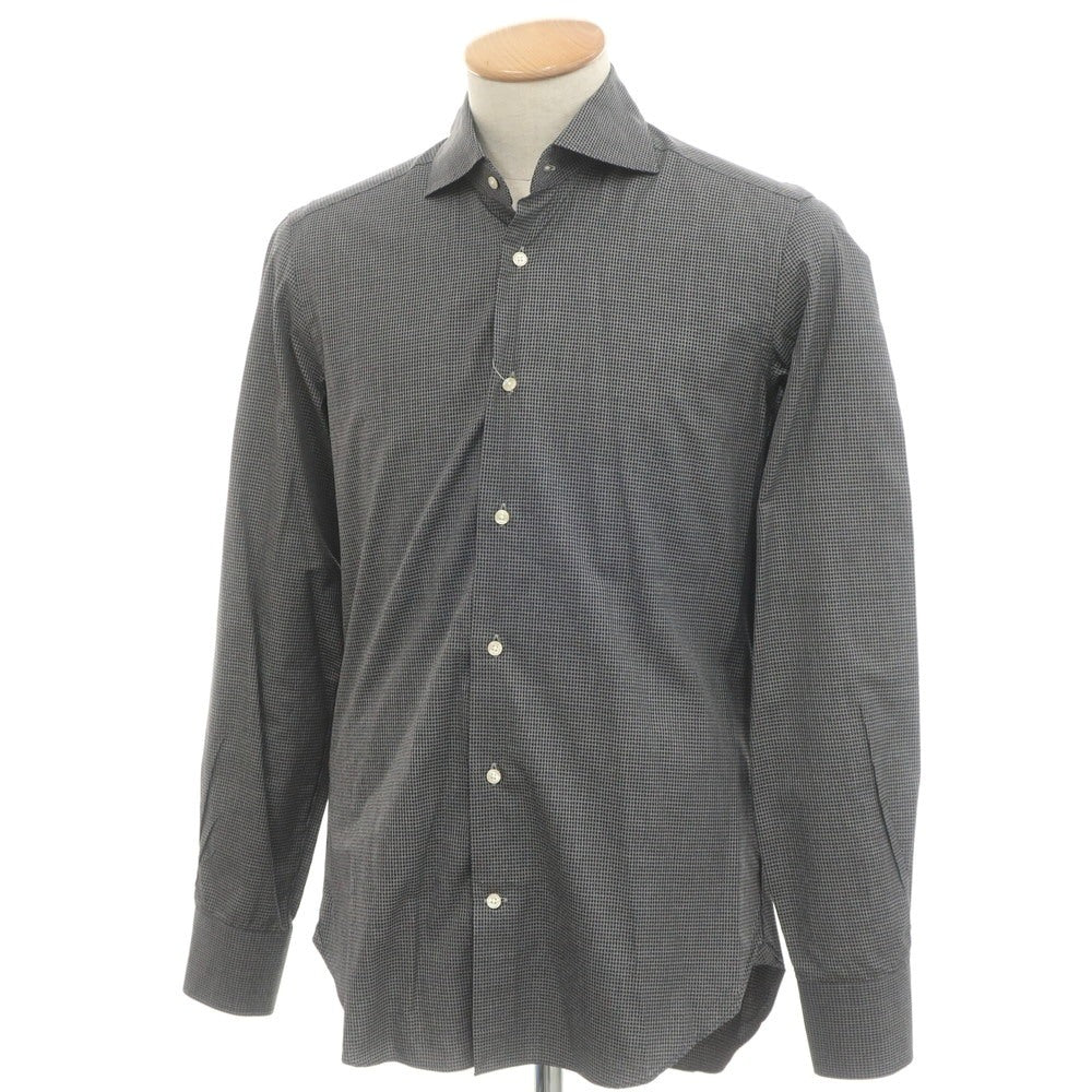 [Used] GIANGI Cotton Check Horizontal Collar Casual Shirt Black x White [38] [Condition Rank B] [Men&