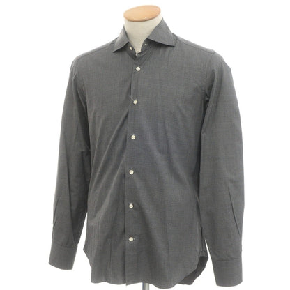 [Used] GIANGI Cotton Check Horizontal Collar Casual Shirt Black x White [38] [Condition Rank B] [Men&