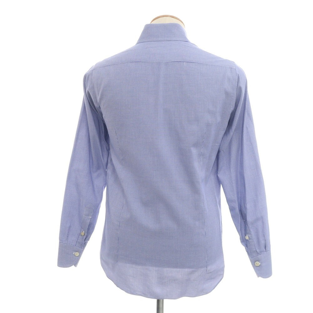 [Used] Maria Santangelo Cotton Houndstooth Semi-wide Collar Casual Shirt Blue x White [37] [Condition Rank B] [Men&