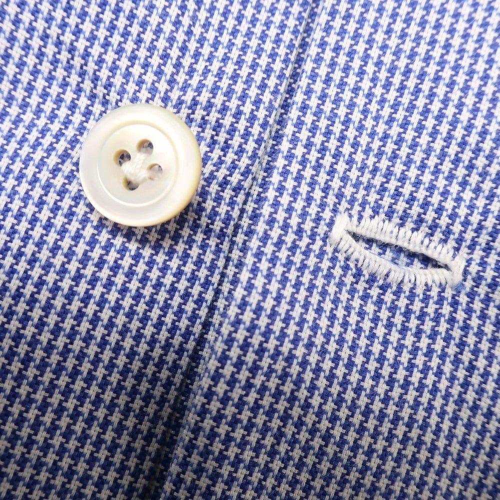 [Used] Maria Santangelo Cotton Houndstooth Semi-wide Collar Casual Shirt Blue x White [37] [Condition Rank B] [Men&