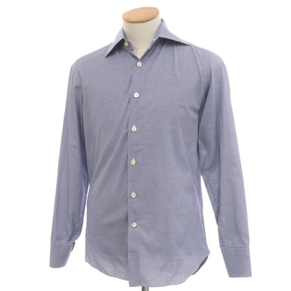[Used] Maria Santangelo Cotton Houndstooth Semi-wide Collar Casual Shirt Navy x White [37] [Condition Rank B] [Men&