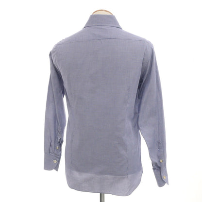 [Used] Maria Santangelo Cotton Houndstooth Semi-wide Collar Casual Shirt Navy x White [37] [Condition Rank B] [Men&